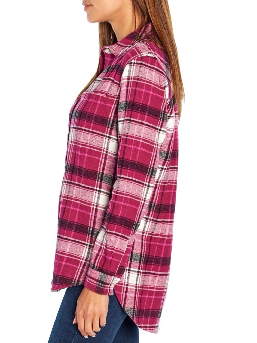 Gap- Dark Pink Plaid Soft Flannel Shirt Large - Picture 3 of 11